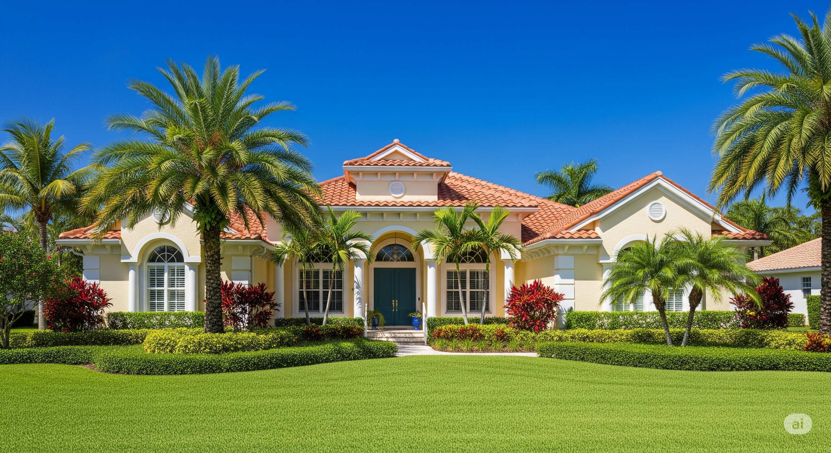 Beautiful Florida home with palm trees